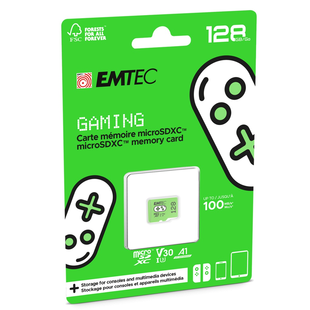 Emtec mSD 128GB UHS-I U3 V30 A1 Gaming Verde