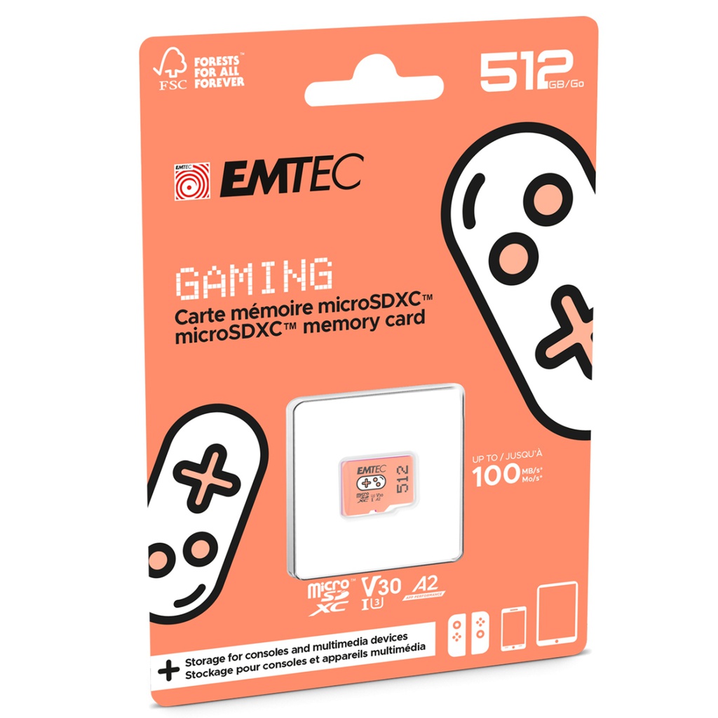 Emtec mSD 512GB UHS I U3 V30 A2 Gaming Arancione
