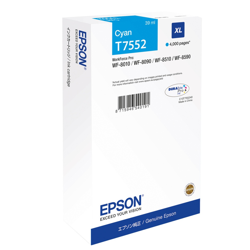 TANICA INCHIOSTRO A PIGMENTI CIANO EPSON DURABRITE ULTRA,XL WF-8xxx