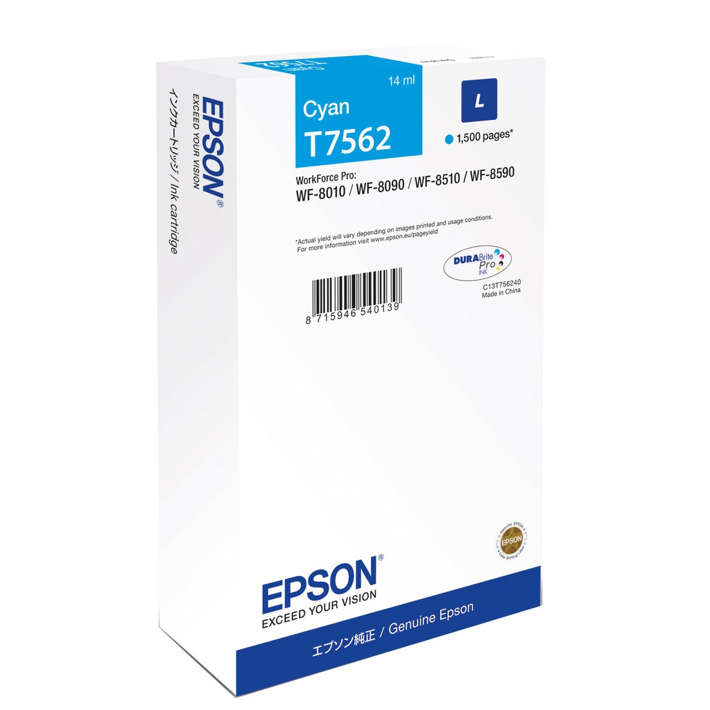 TANICA INCHIOSTRO A PIGMENTI CIANO EPSON DURABRITE ULTRA, L WF-8xxx Series