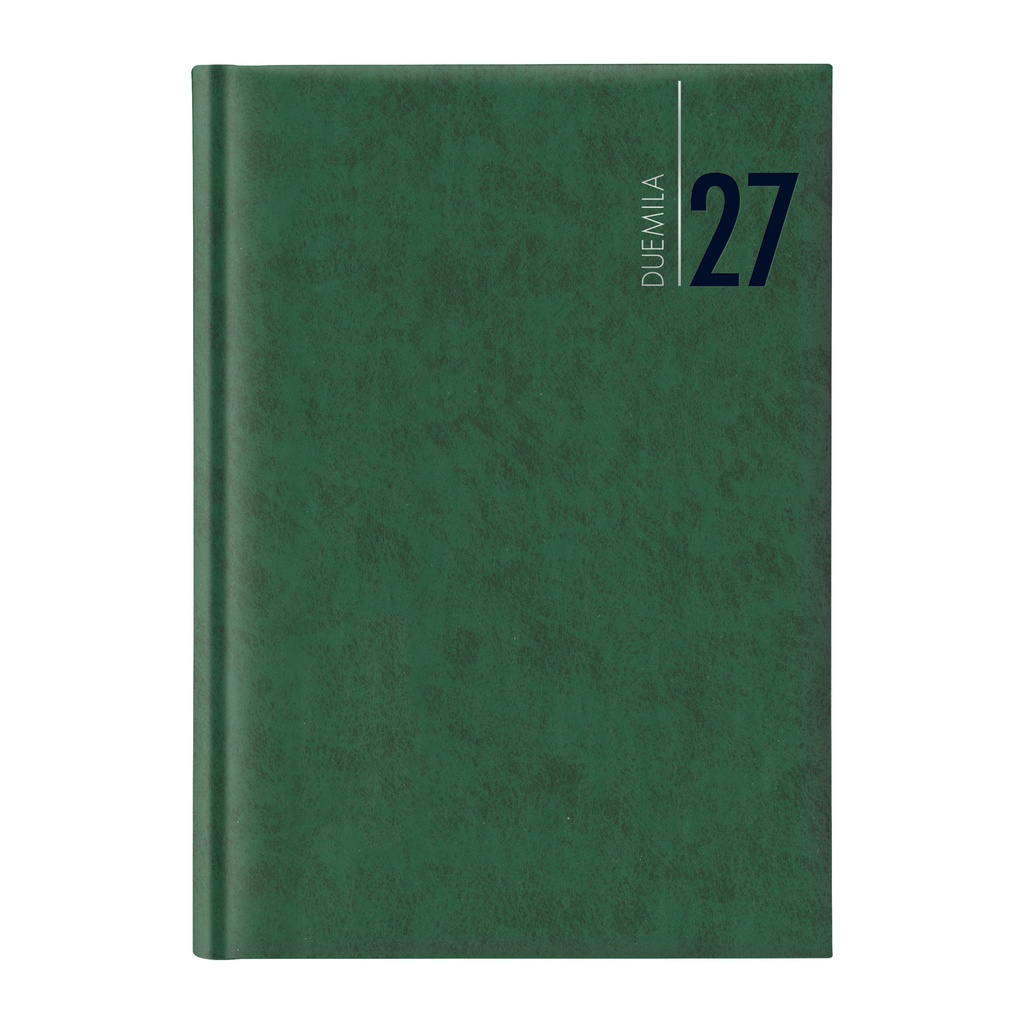 Agenda giornaliera 2026 dim.14,5x20,5cm cop. in carta imbottita verde
