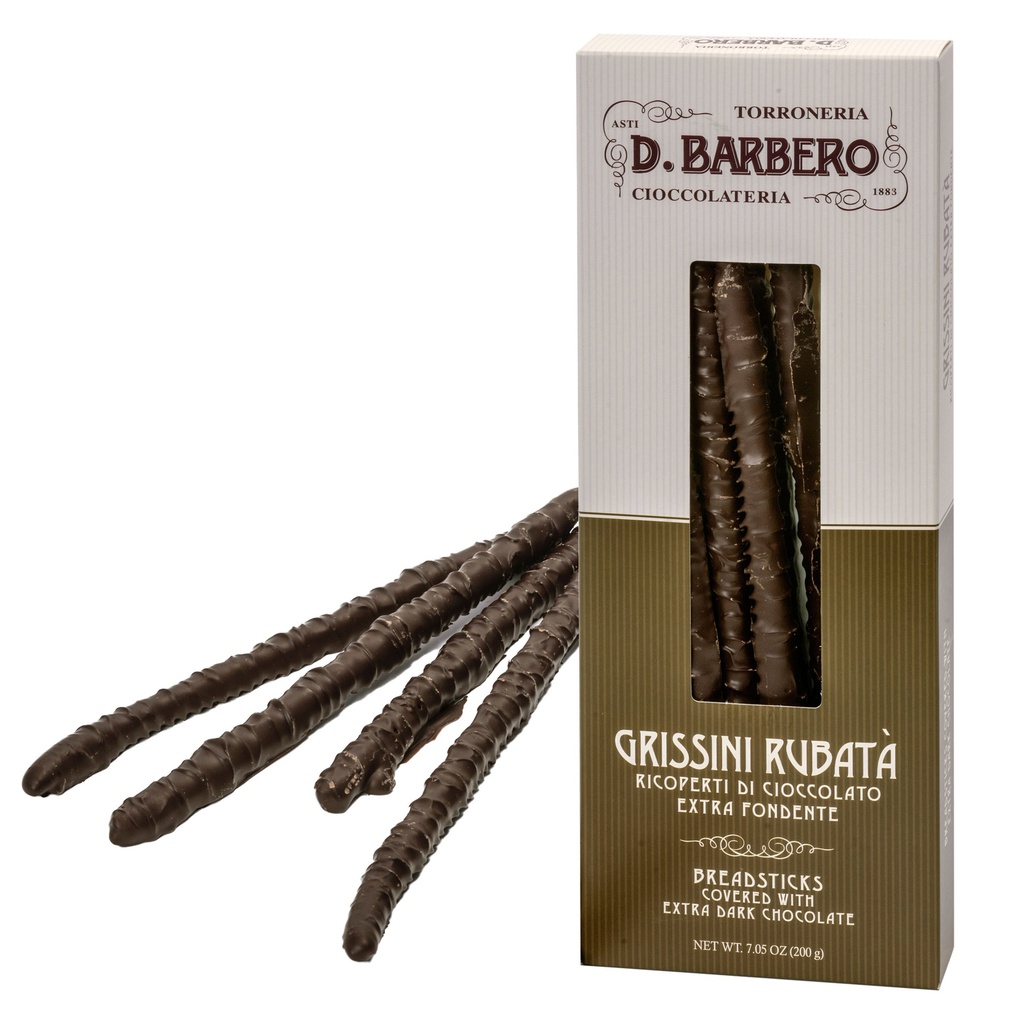 Grissini RubatA' ricoperti di cioccolato fondente 200gr in astuccio Barbero
