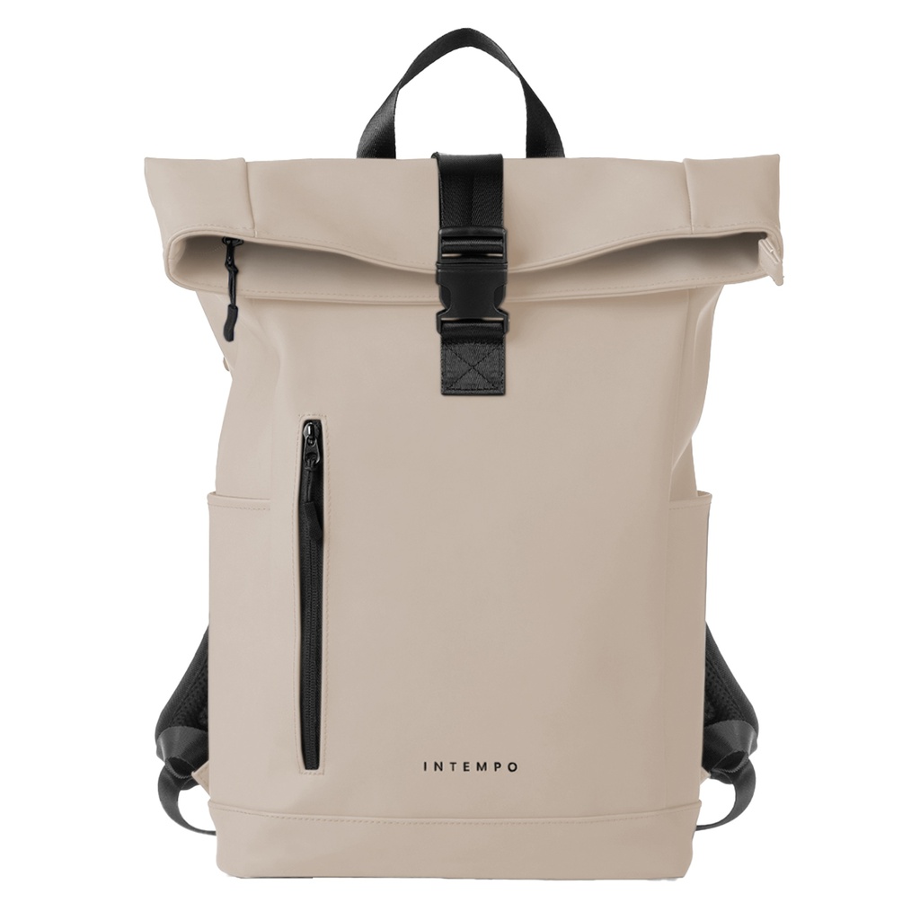 Zaino Roll-top Drop gomma antipioggia dim. 30x42x14cm crema InTempo