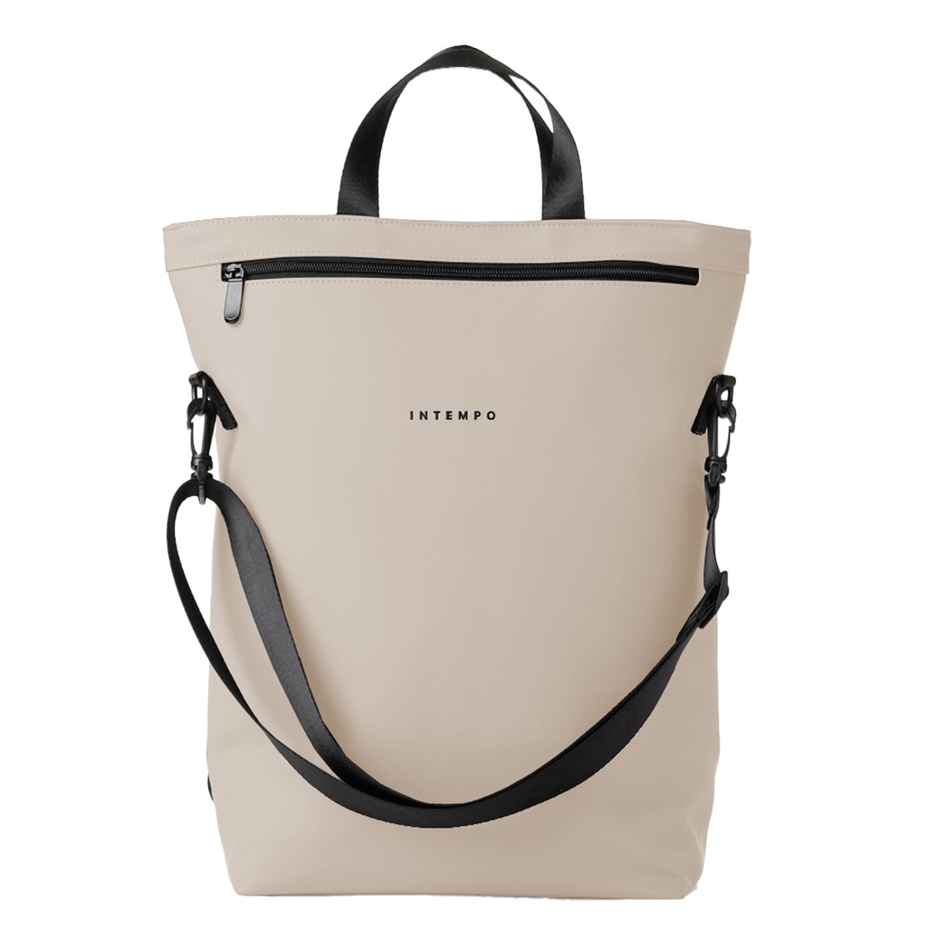 Borsa zainabile Drop gomma antipioggia dim. 30x44x14cm crema InTempo