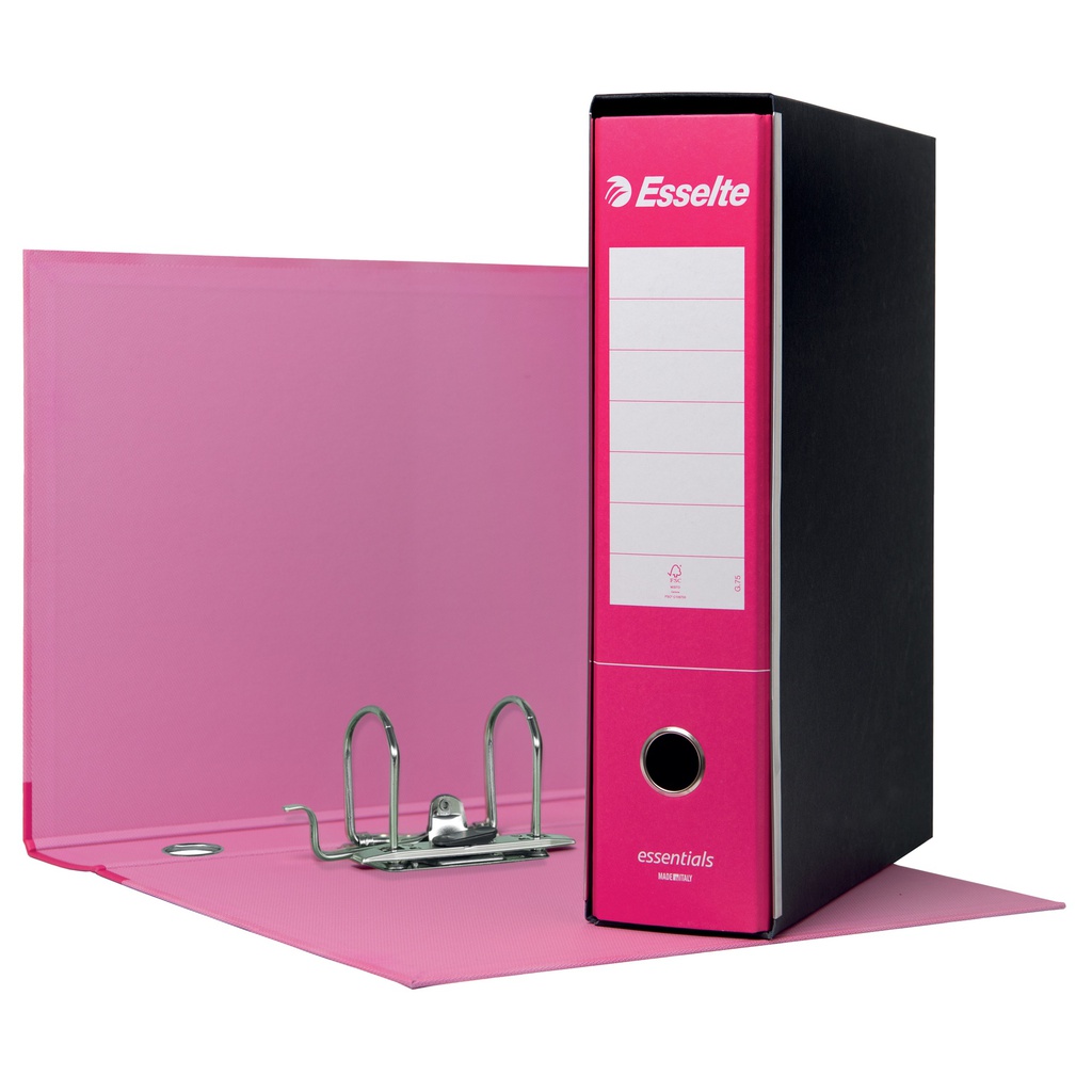 Registratore ESSENTIALS G75 fucsia dorso 8cm f.to protocollo ESSELTE