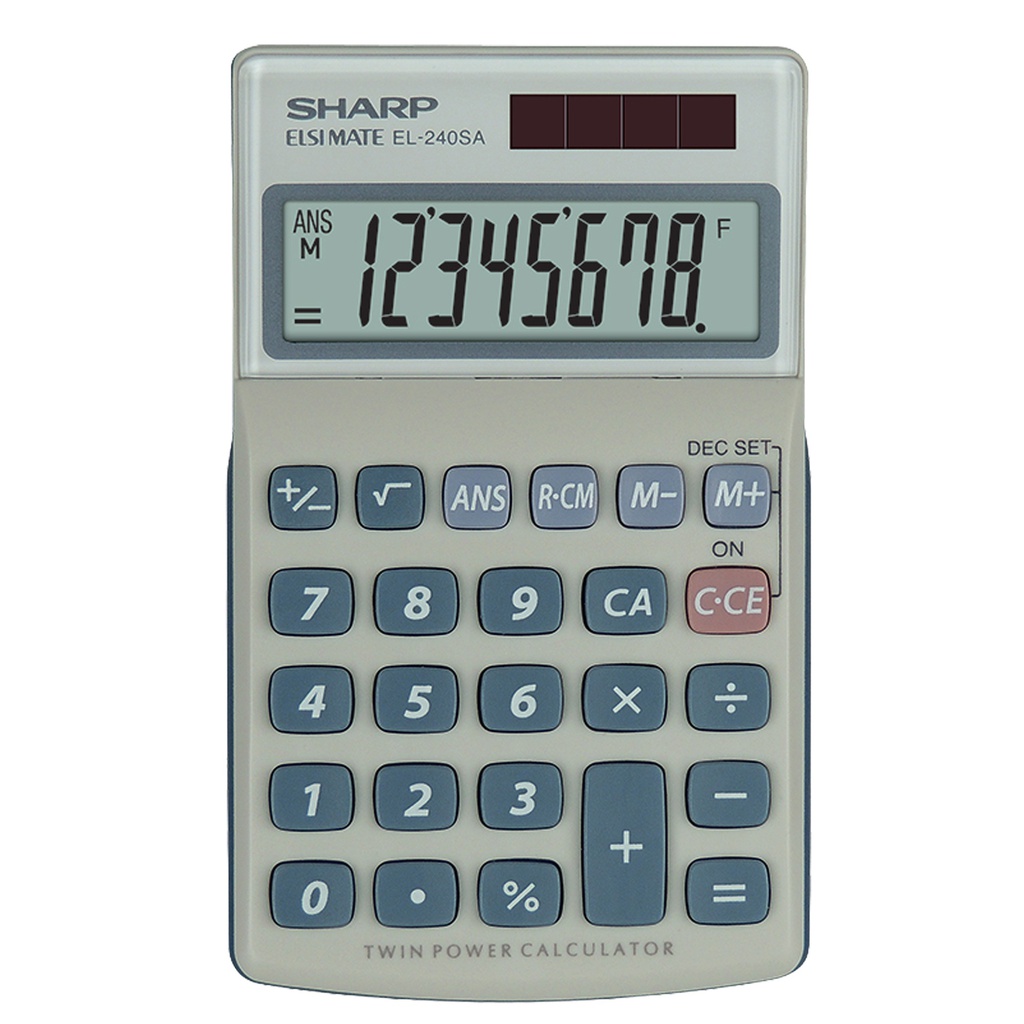 Sharp Calcolatrice tascabile EL240SAB Bianco/Grigio 8 cifre