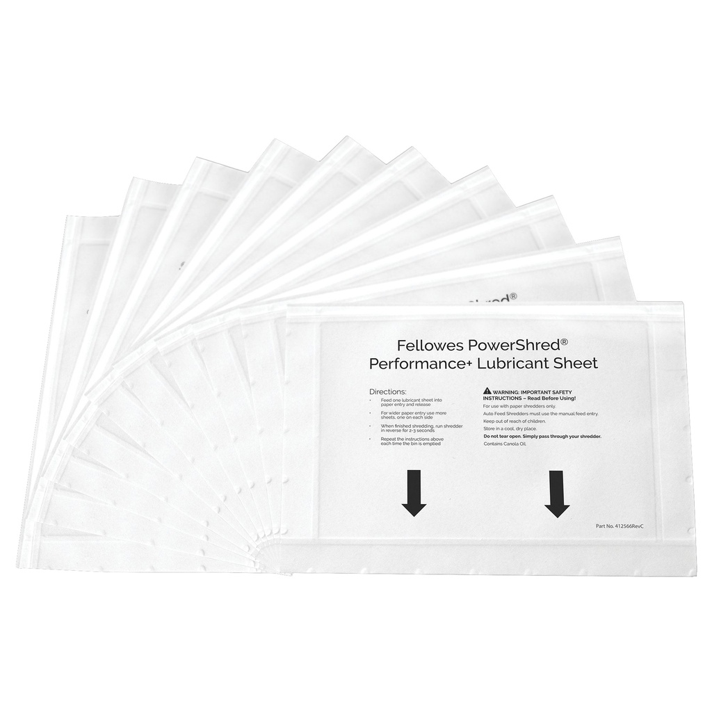 Confezione 10 Fogli lubrificanti Performance Fellowes