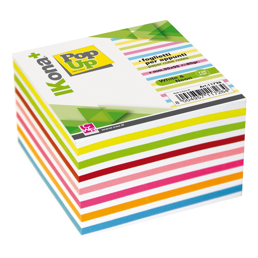 Cubo foglietti carta striped 720fg 9,5x9,5cm IKONA+
