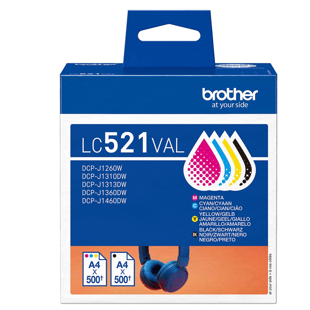 Brother Cartuccia BK/C/M/Y  LC521VAL - 500 pag cad