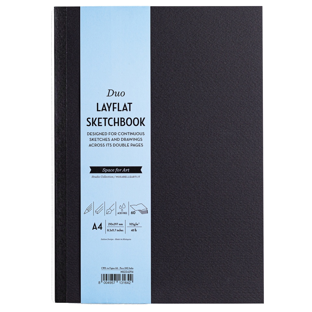 Sketchbook Duo Layflat 60 pag. A4 nero  MUSA