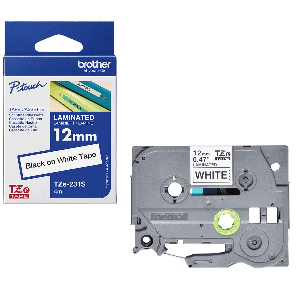 Brother Nastro laminato  Nero/Bianco 12MM x 4mt -TZE231S2