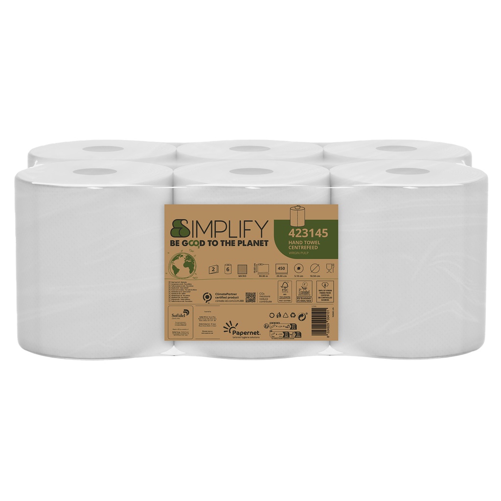 Asciugamano  Centrefeed Simplify in rotolo 450 strappi Centrefeed L90m x D18,5cm