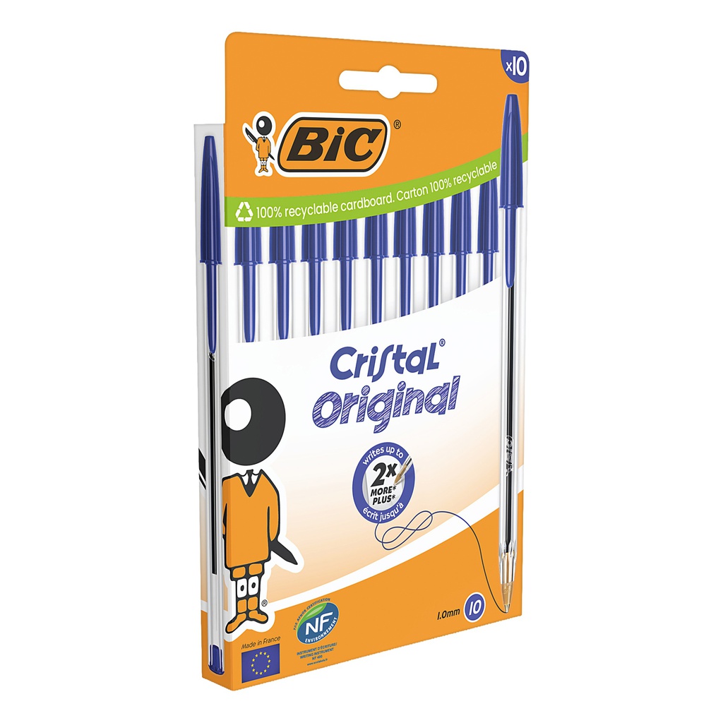 Scatola 10 penne sfera Cristal Original punta 1,0mm blu Bic