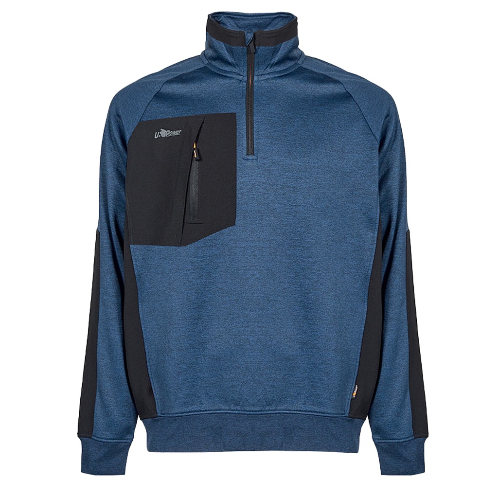 Felpa mezza zip Leeds tg XL blu U-Power