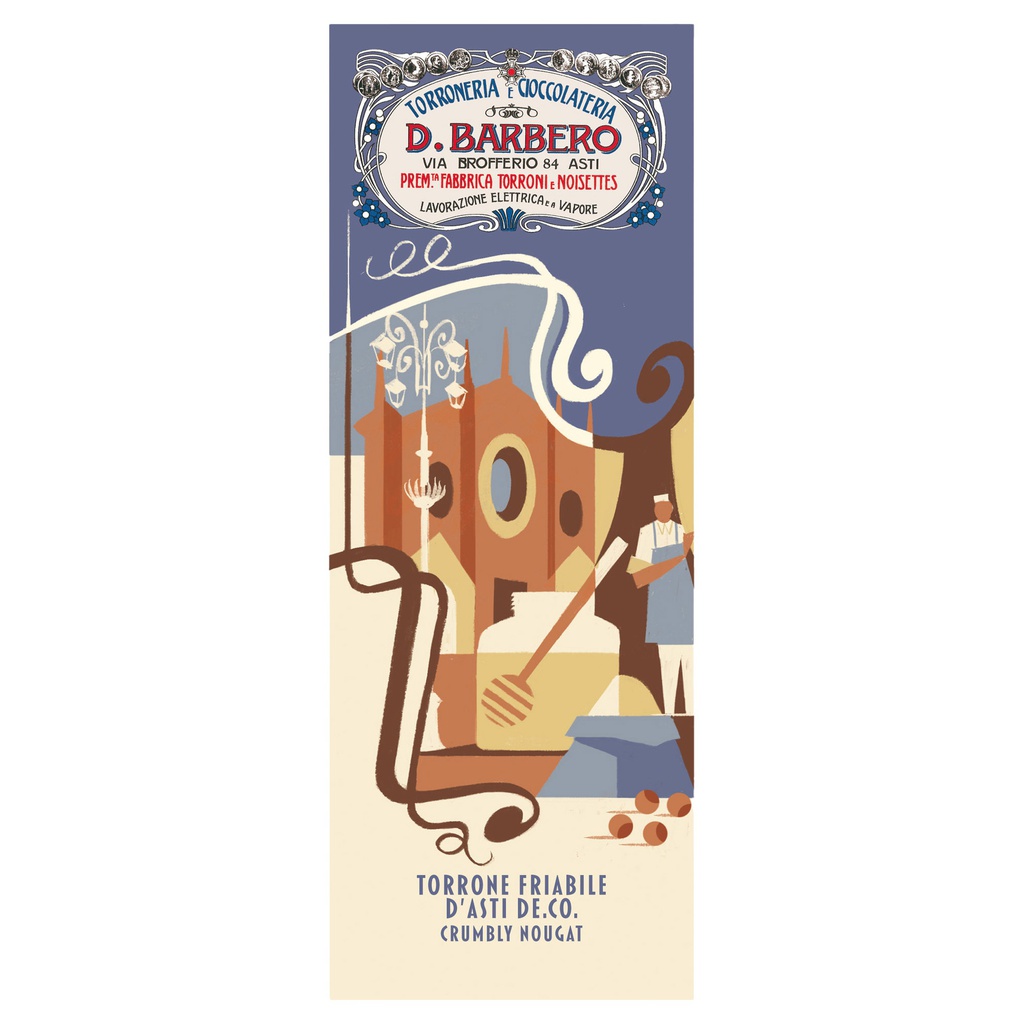 Tavoletta torrone friabile con nocciole IGP 150gr in astuccio Barbero
