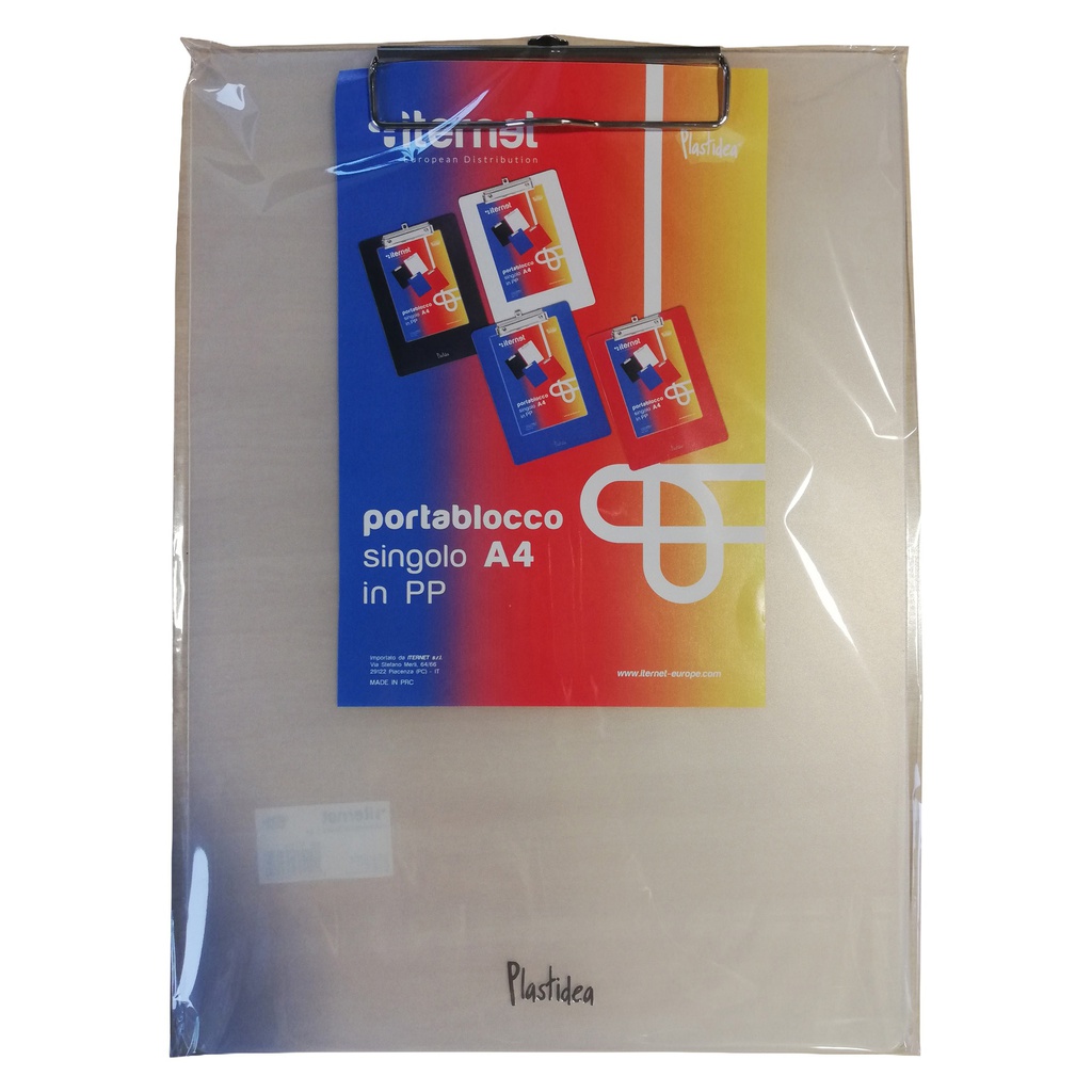 PORTABLOCCO A4 IN PPL CON MOLLA IN METALLO GRIGIO FUME'