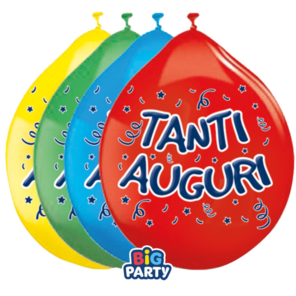 Busta 10 palloncini in lattice D26cm Tanti auguri Big Party