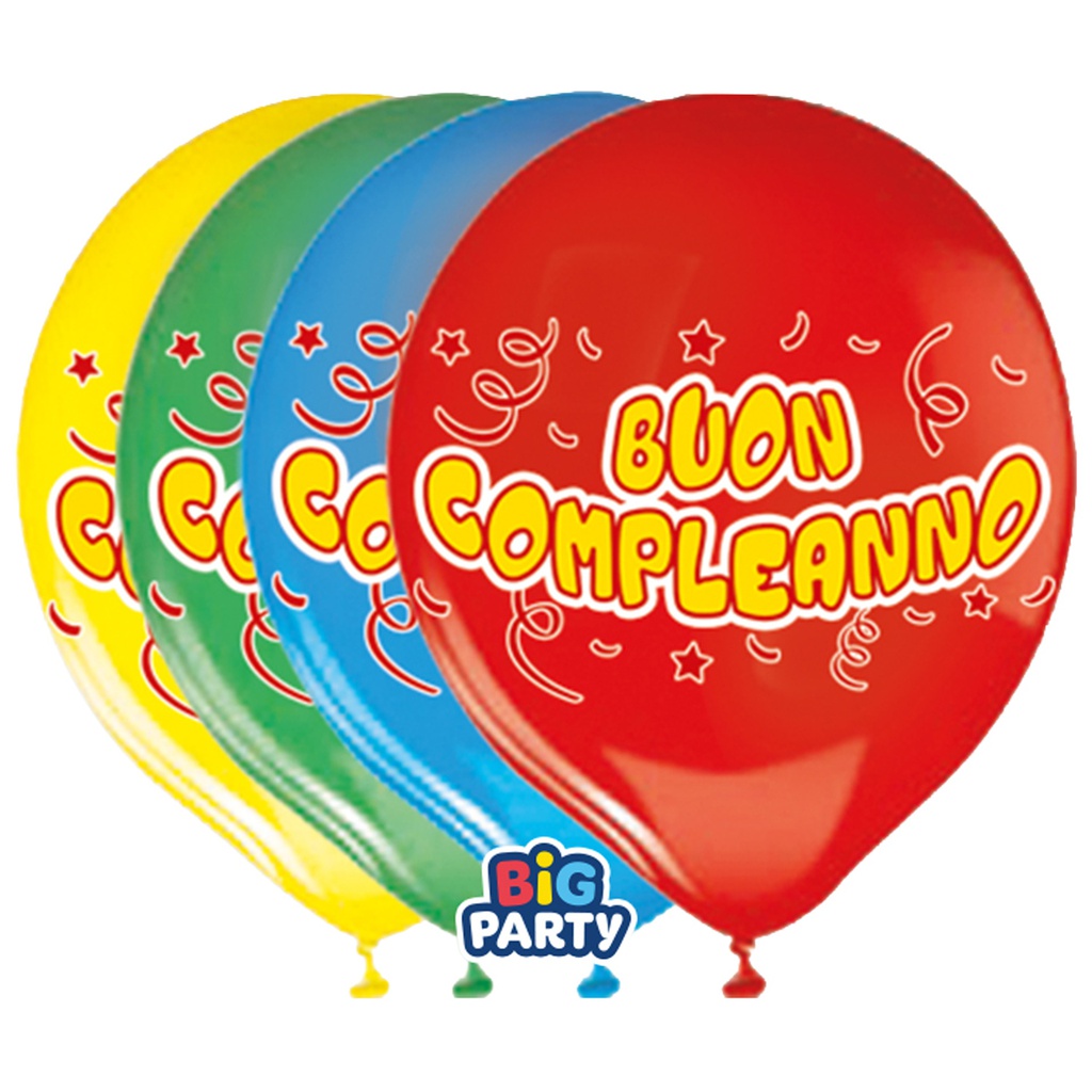Busta 8 palloncini in lattice D30cm Buon compleanno Big Party