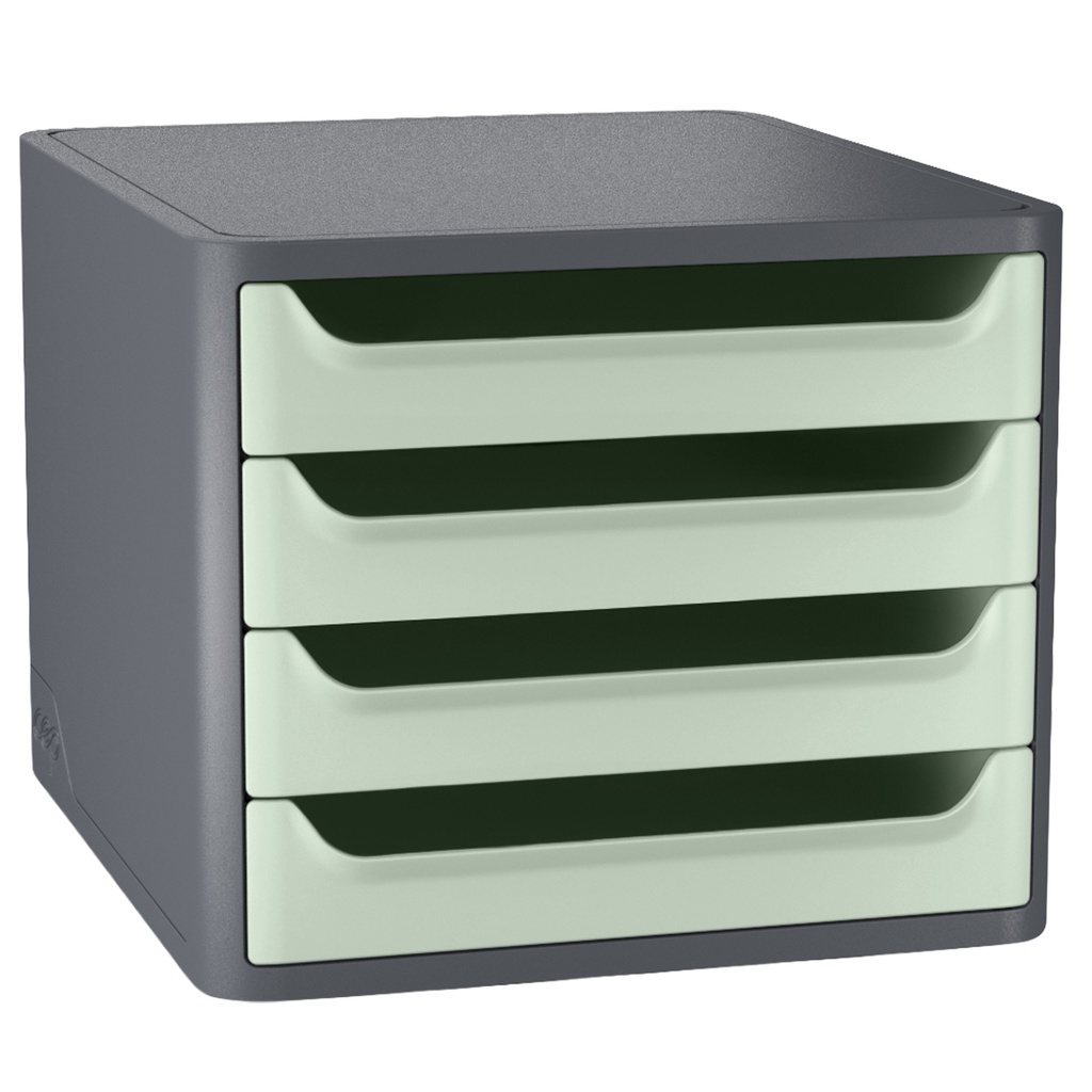 Cassettiera 4 cassetti 1400 F grigio-verde salvia First by Cep
