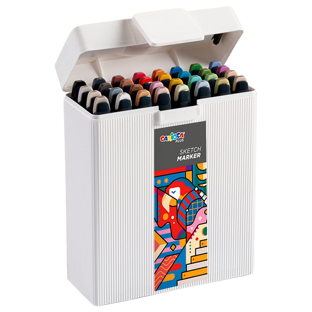 Astuccio 32 Sketch marker doppia punta colori assortiti Carioca Plus