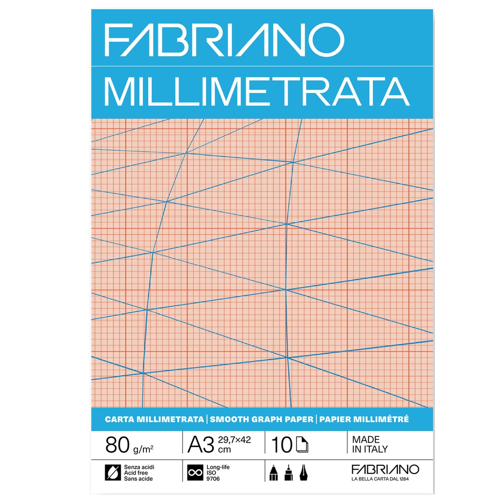 Blocco carta millimetrata A3 80gr 10fg Fabriano