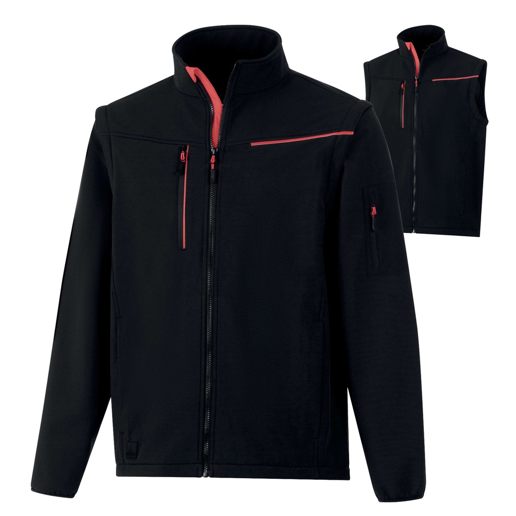 Softshell 2in1 Soccia tg XL nero/rosso Deltaplus
