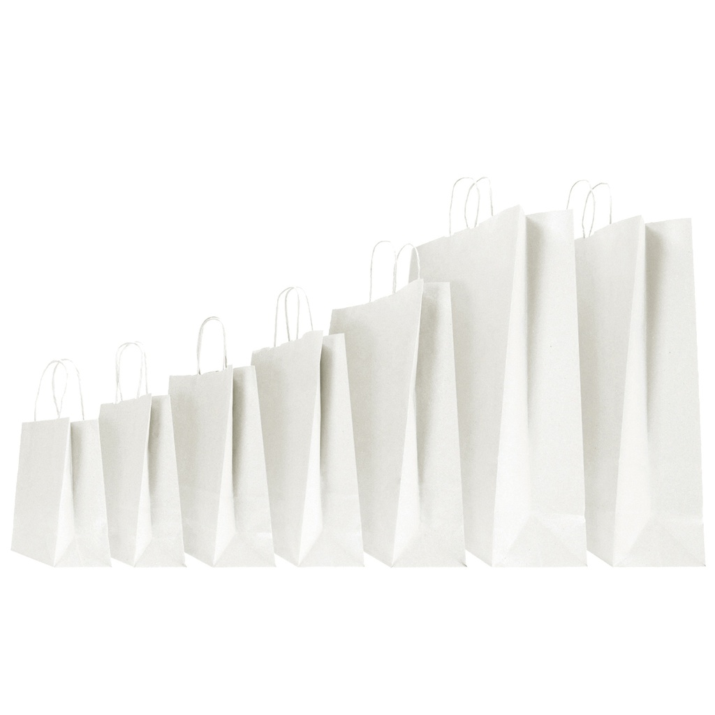 25 Shoppers in carta kraft 14x9x20cm Twisted bianco