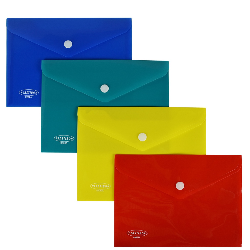 Busta con bottone in PP 19 x 14 cm colori assortiti Plastibor