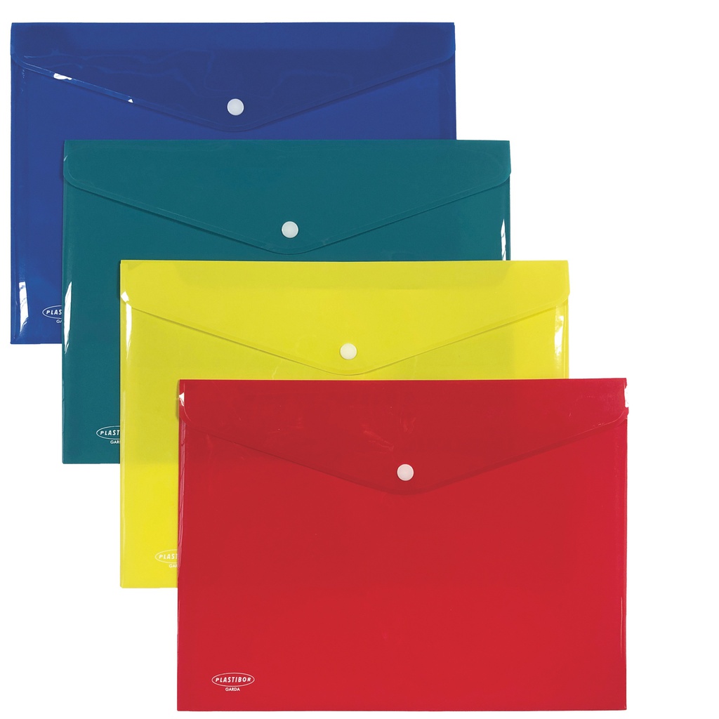 Busta con bottone in PP 33 x 23,7 cm colori assortiti Plastibor