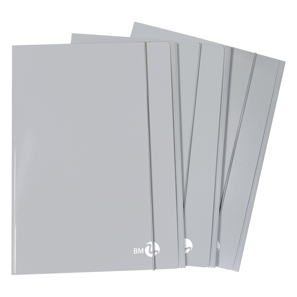 Cartellina 3 lembi piatta con elastico, f.to A4 grigio chiaro BM
