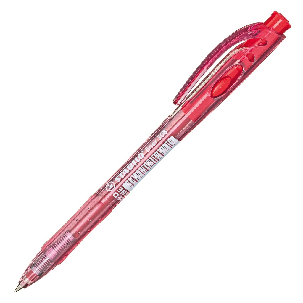 Penna a sfera a scatto Liner 308 0.7mm rosso Stabilo