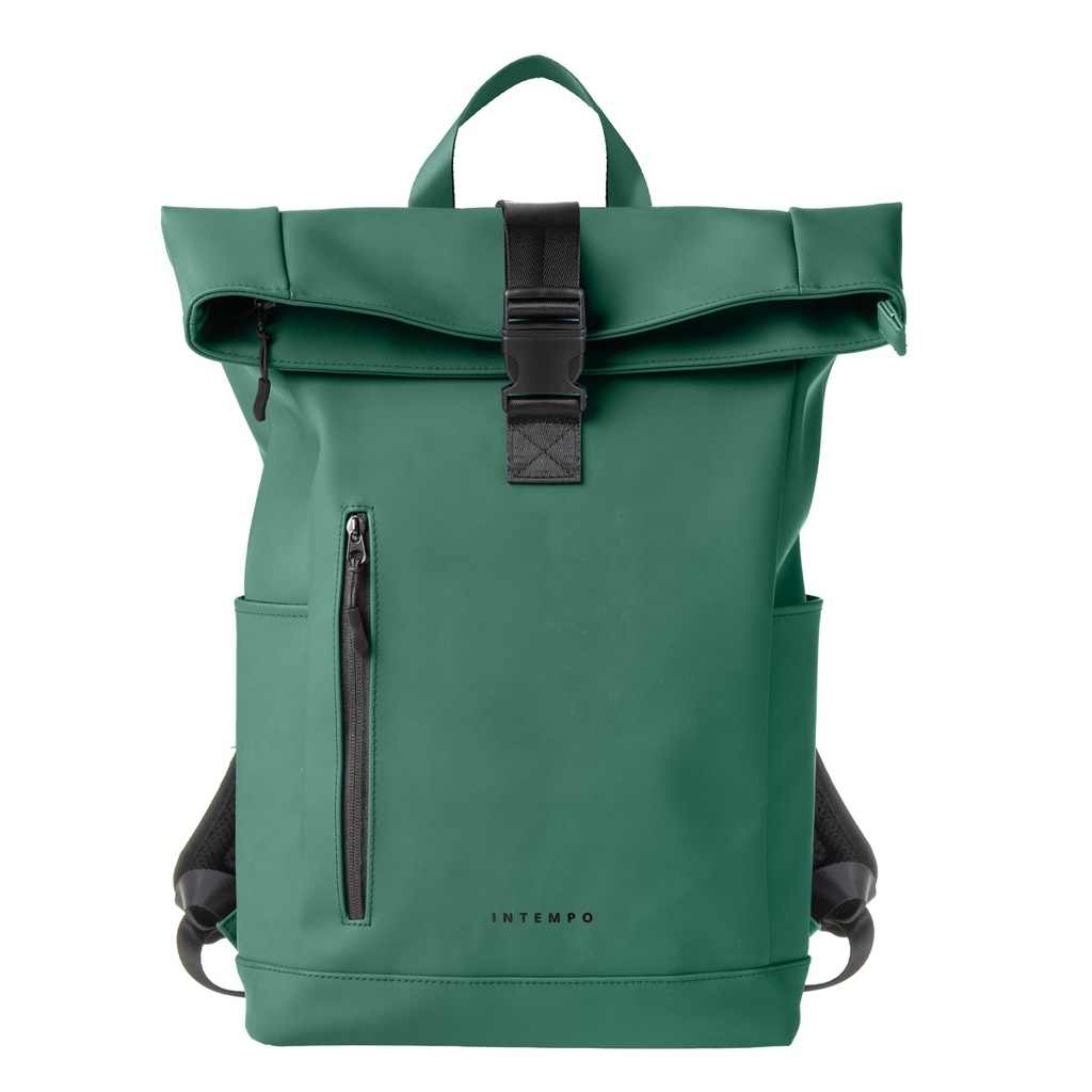 Zaino Roll-top Drop gomma antipioggia dim. 30x42x14cm verde InTempo