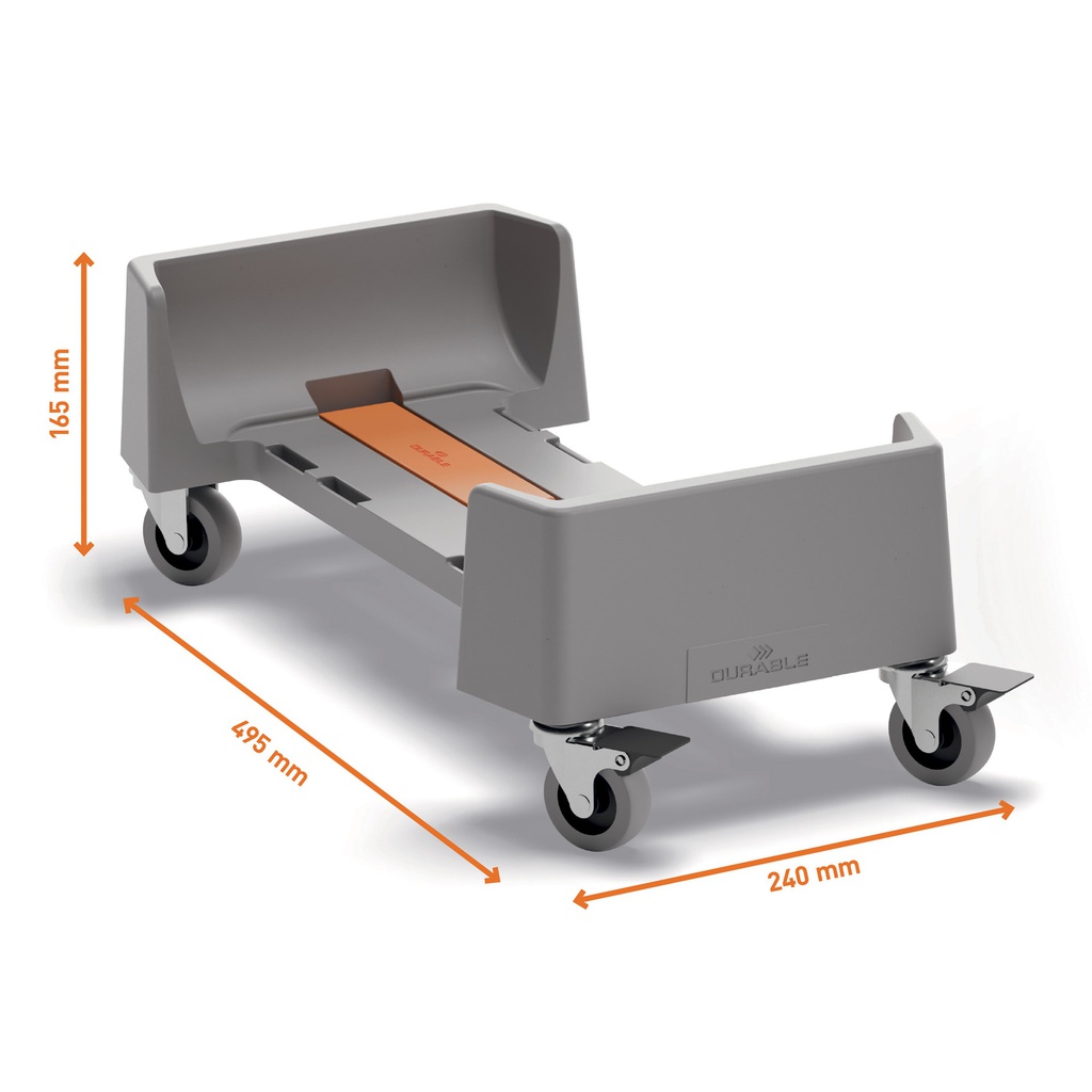Carrello rettangolare in rPP per bidoni DURABIN da 60L 240x165x495mm Durable