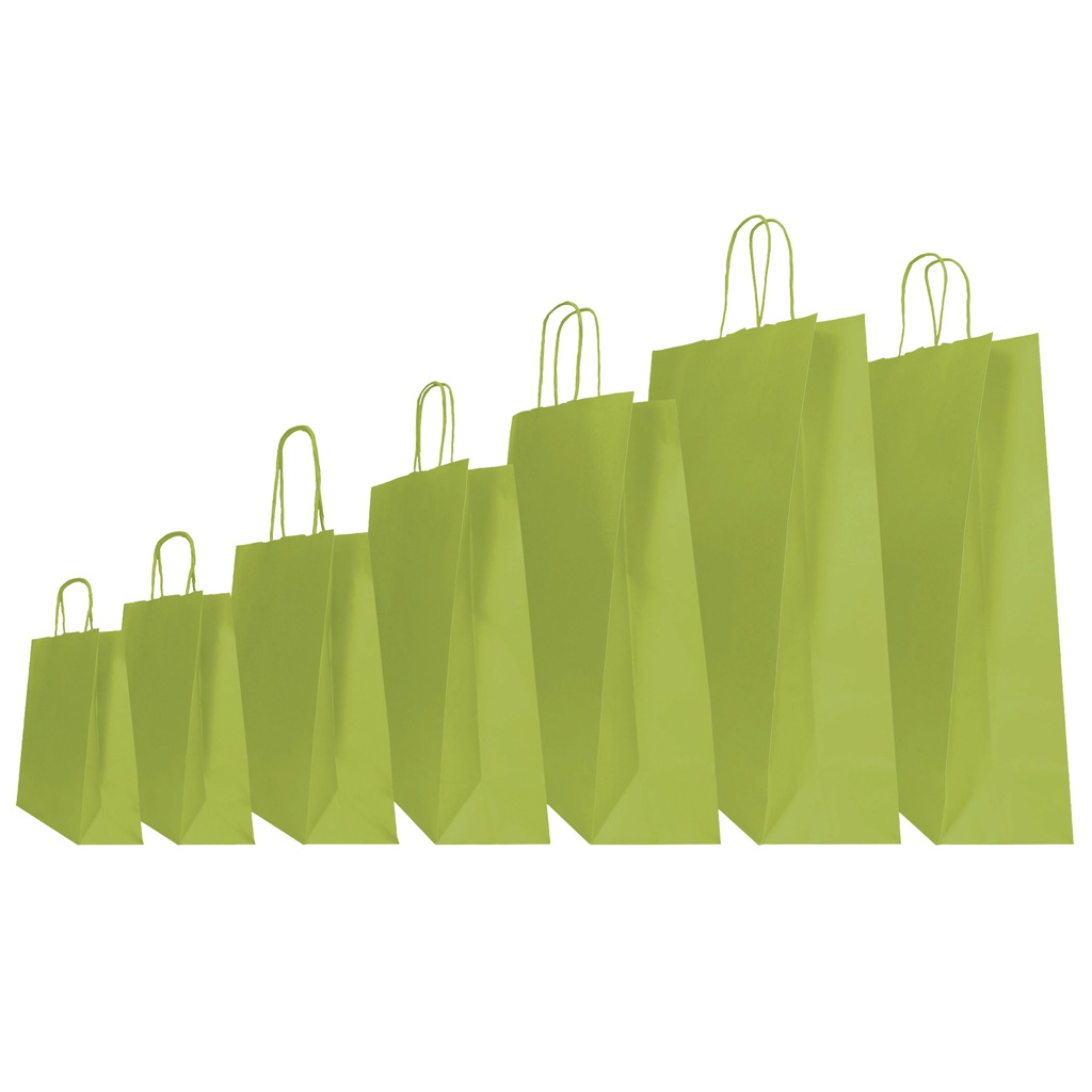 25 shoppers carta kraft 14x9x20cm twisted verde fagiolo