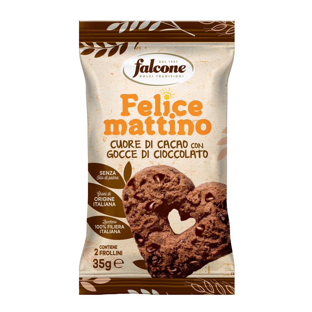 Cuore di cacao con gocce di cioccolato 35gr Falcone