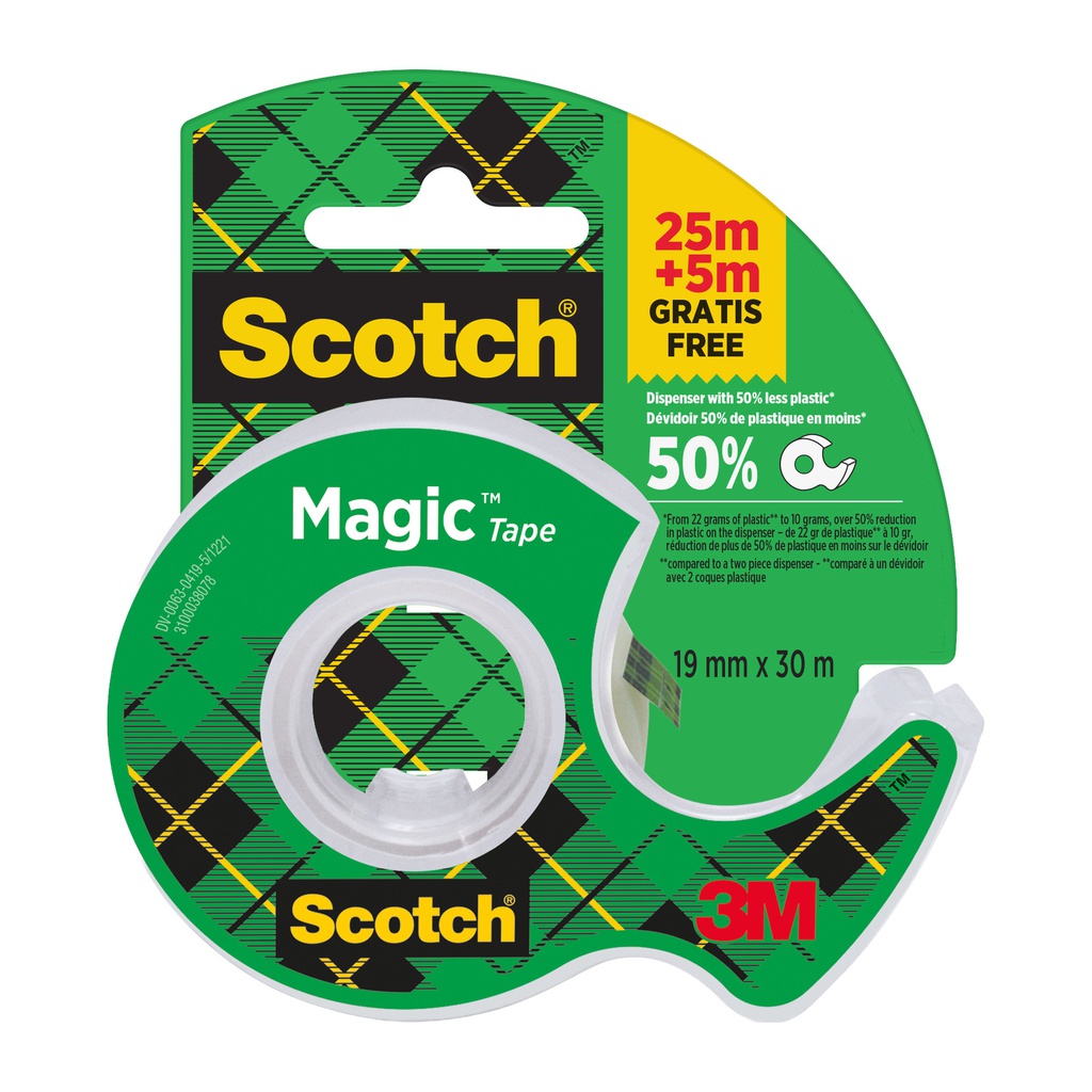 Nastro adesivo Scotch® Magic in chiocciola 810 19mmx25mt + 5m gratis
