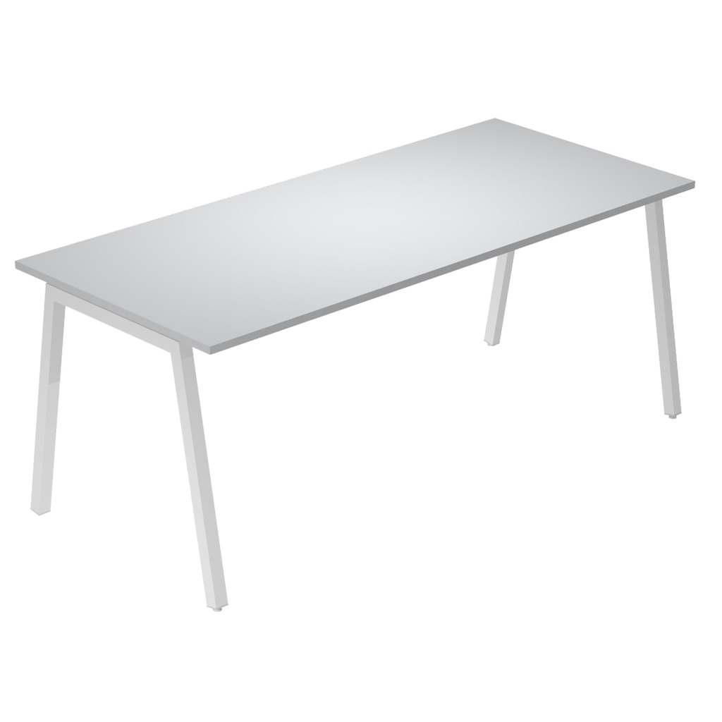 Scrivania lineare Easy struttura bianca gambe inclinate 180x80cm grigio