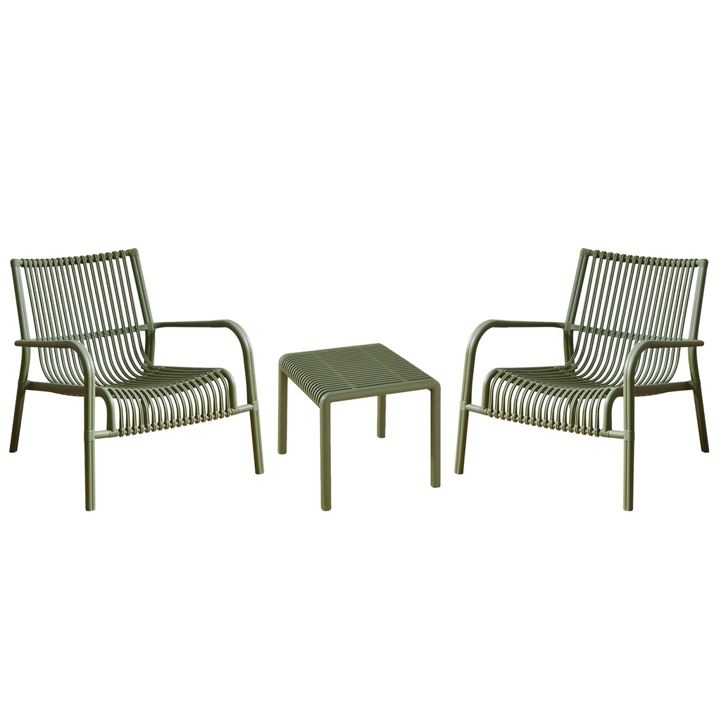 Set da giardino Bamby con poltrone e tavolino verde Verdelook