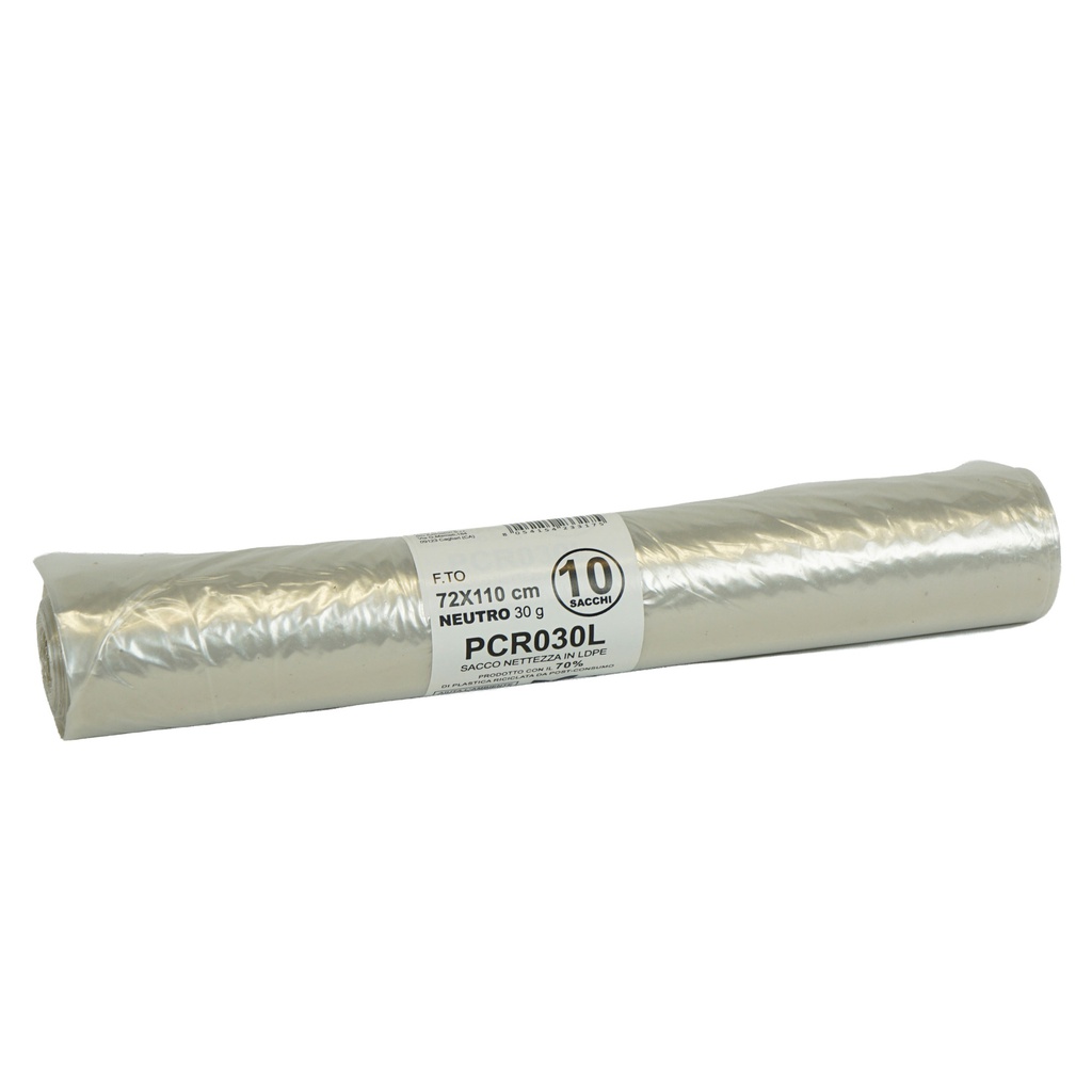 10 sacchi rifiuti PCR 110L 72x110cm 30gr neutro Bio Extrusion
