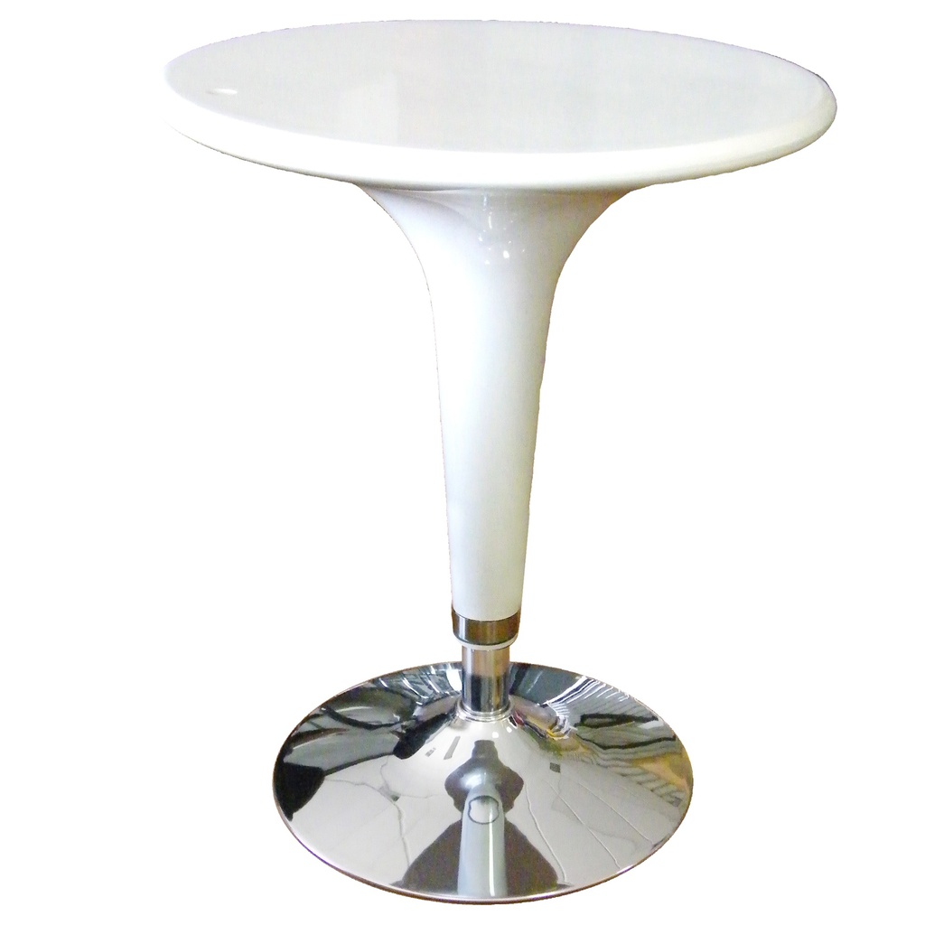 TAVOLO BAR D60cm in ABS e ACCIAIO H72/92cm BIANCO