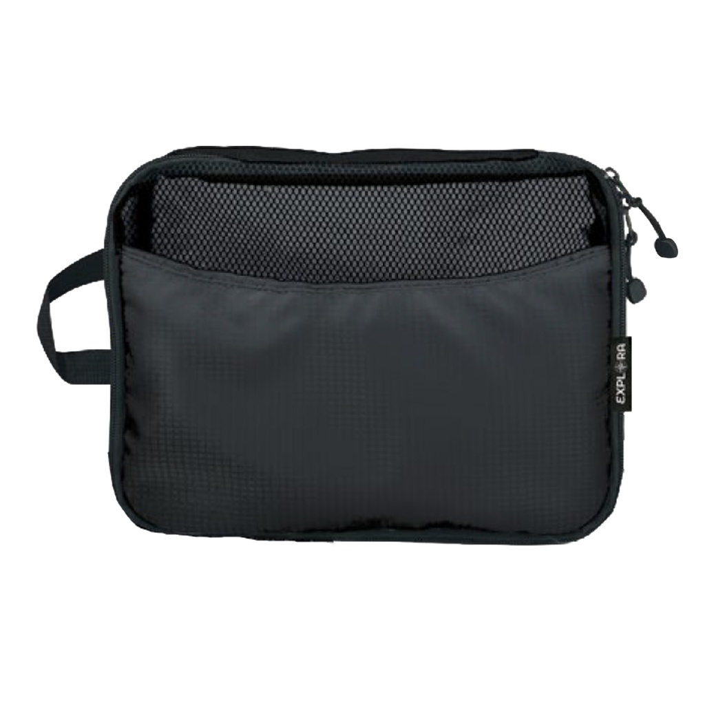 Set 3 organizer da viaggio Explora tessuto tecnico dimensioni assortite nero Leb
