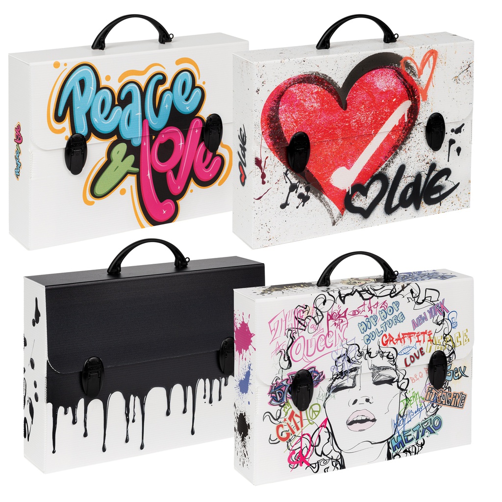 Valigetta polionda Grafitti 27x37,5 cm dorso 8cm fantasie assortite Favorit
