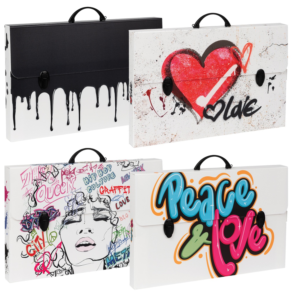 Valigetta polionda Grafitti 36,5x56,5cm cm dorso 5,5cm fantasie assortite Favori
