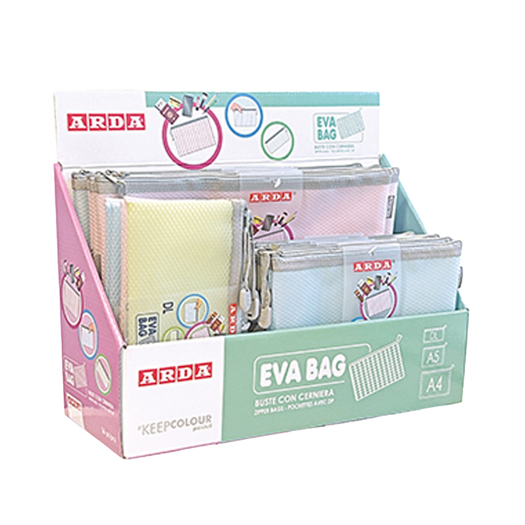 Expo 36pz busta EVA c/zip formati e colori assortiti Arda