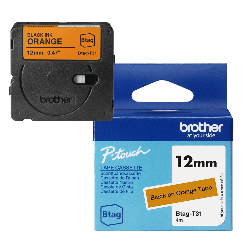 Brother BTAGT31 da 12MM nero su arancione - lunghezza 4 m