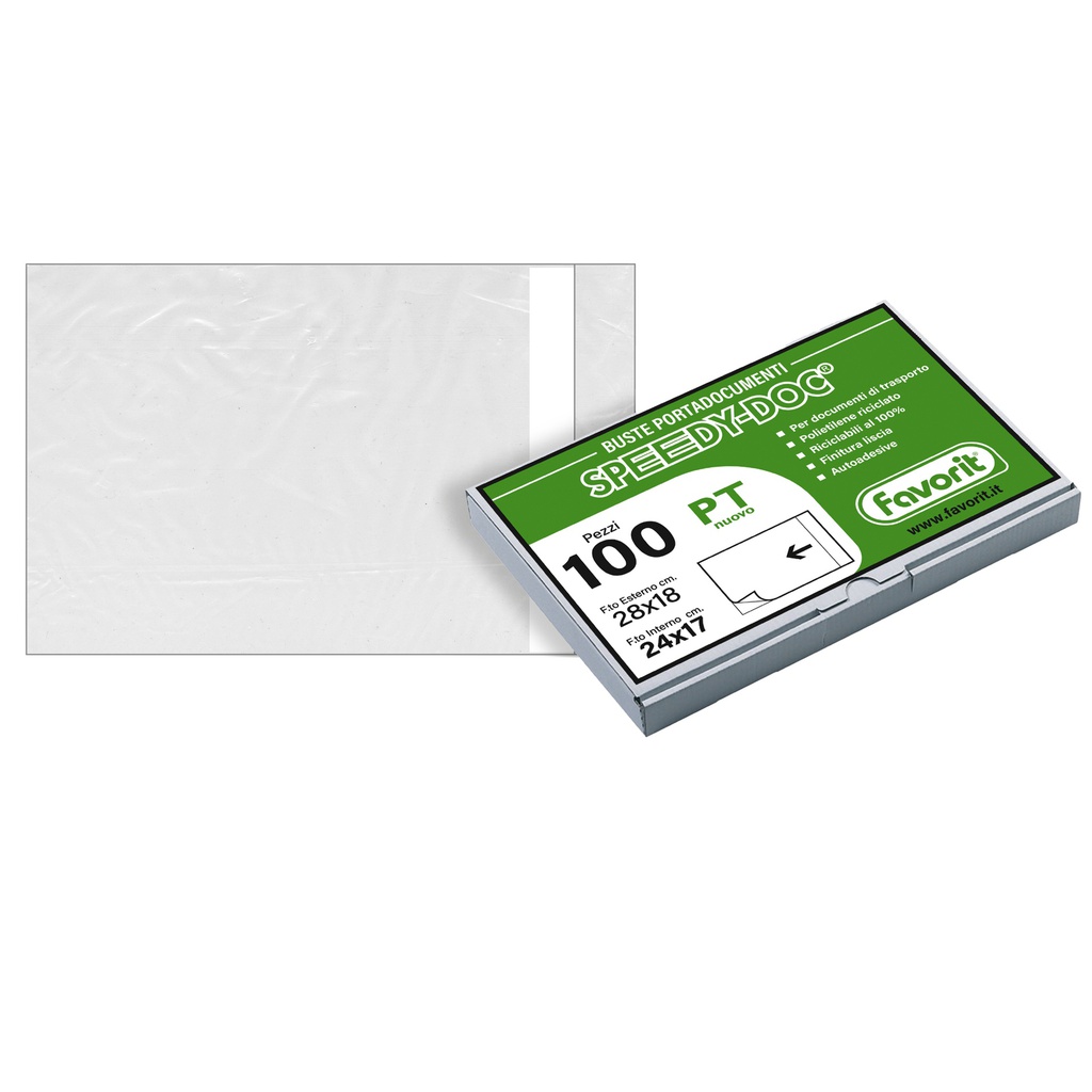 100 BUSTE ADESIVE SPEEDY DOC PT 240X170MM APERTURA LATO CORTO