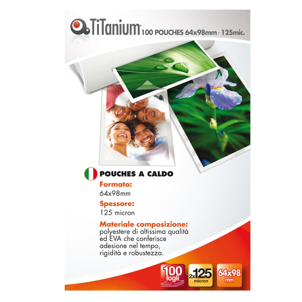100 POUCHES 64x98mm 125my KEY CARD TiTanium