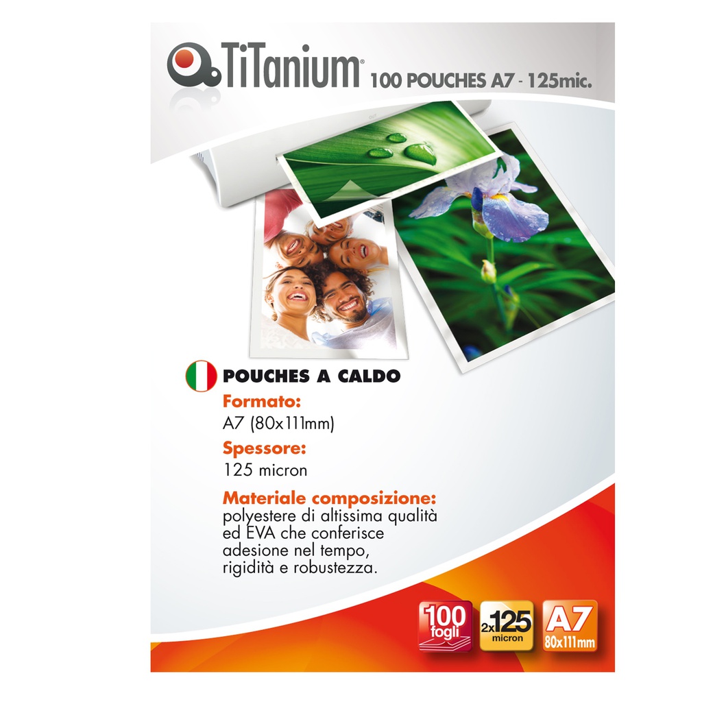 100 POUCHES 80x111mm (A7 125my TiTanium