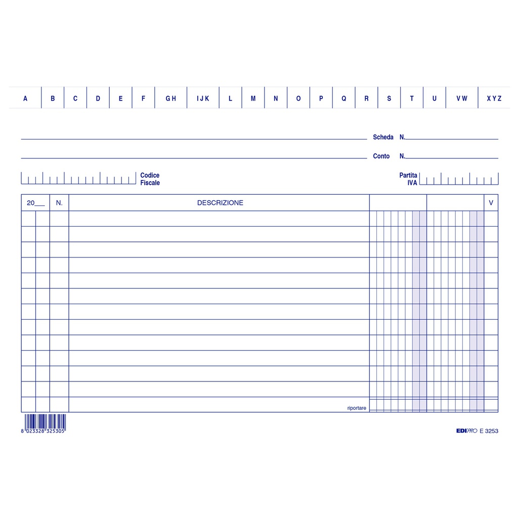 100 SCHEDE 2 COLONNE ORIZZONTALE 15X21CM E3253 EDIPRO