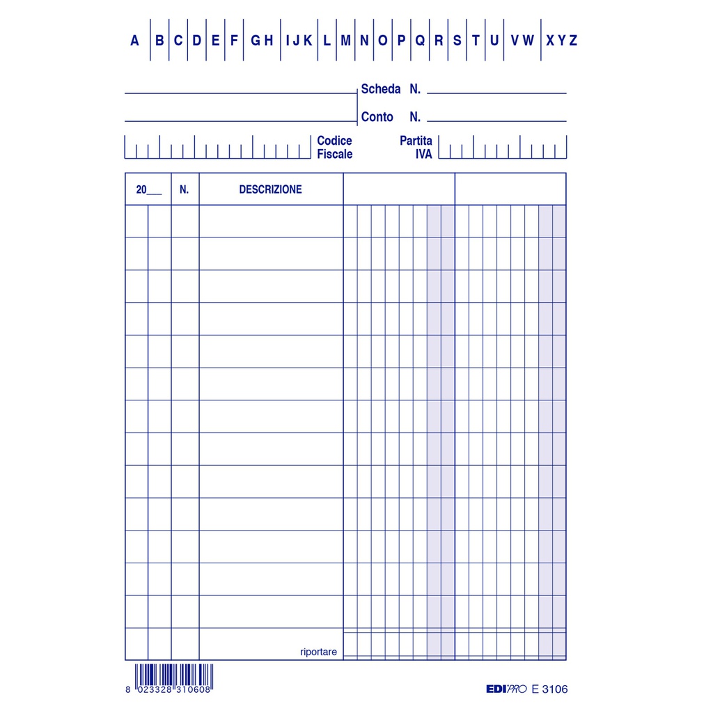 100 SCHEDE 2 COLONNE VERTICALE 15X10.5CM E3106BL EDIPRO